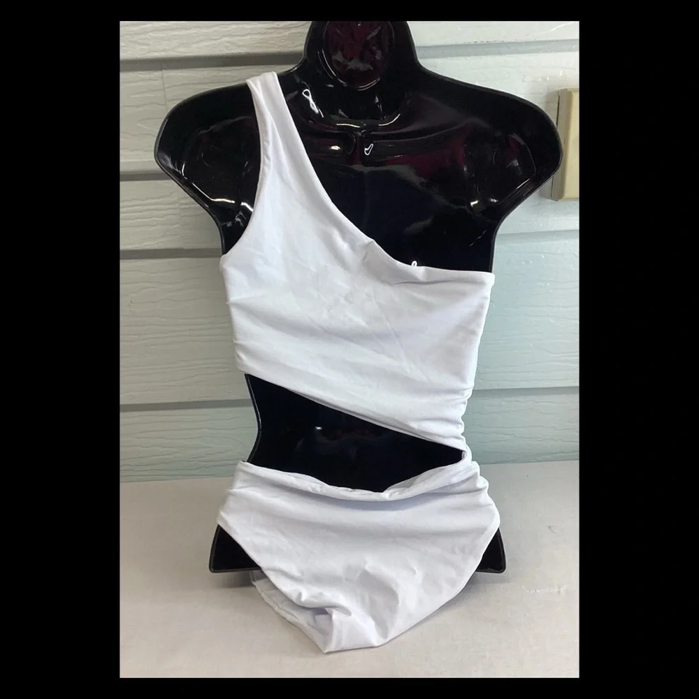 White one piece swimsuit. - Picture 3 of 8